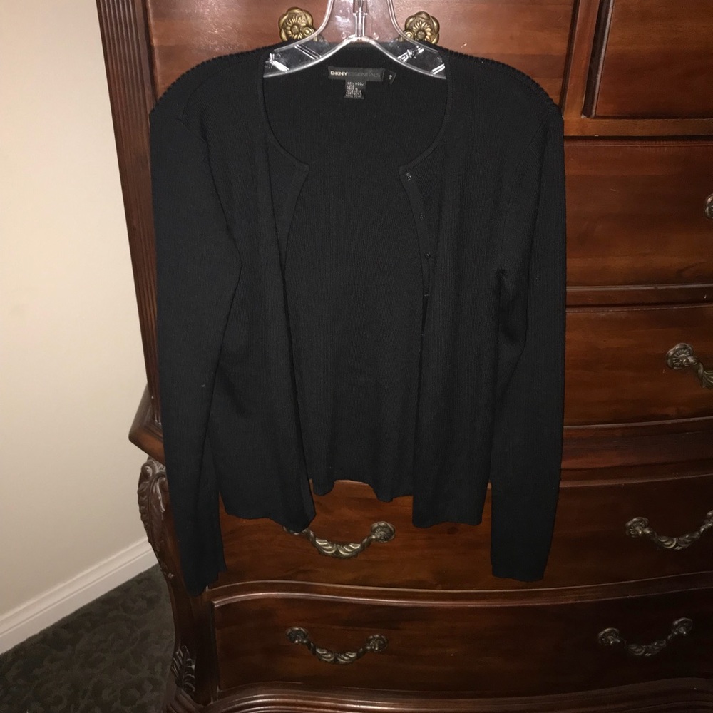 Black ribbed cardigan sweater
